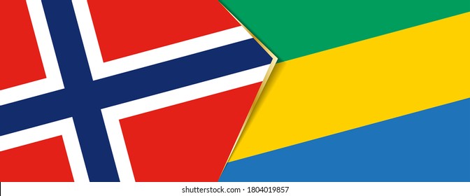 Norway and Gabon flags, two vector flags symbol of relationship or confrontation.