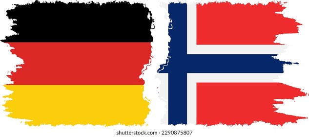 Norway and Germany grunge flags connection, vector