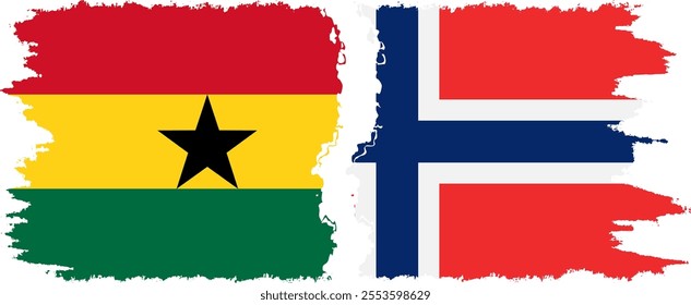 Norway and Ghana grunge flags connection, vector