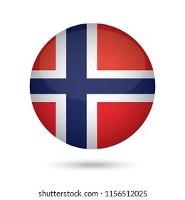 Norway glossy round button. Vector Illustration EPS10.