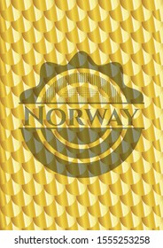 Norway gold badge. Scales pattern. Vector Illustration. Detailed.