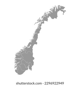 Norway gray map with county. Vector illustration.