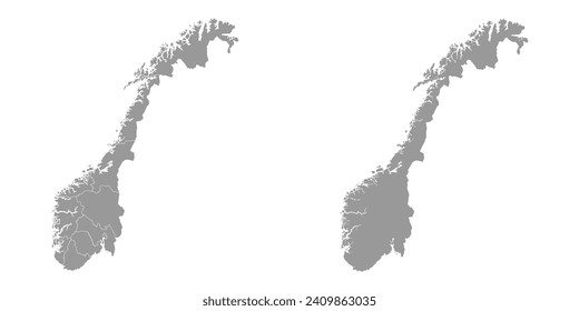 Norway gray map with county. Vector illustration.