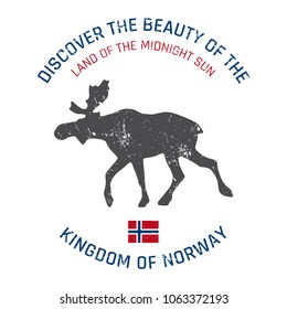 Norway grunge button with flag
