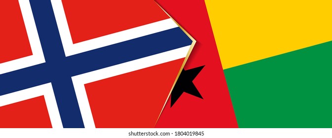 Norway and Guinea-Bissau flags, two vector flags symbol of relationship or confrontation.