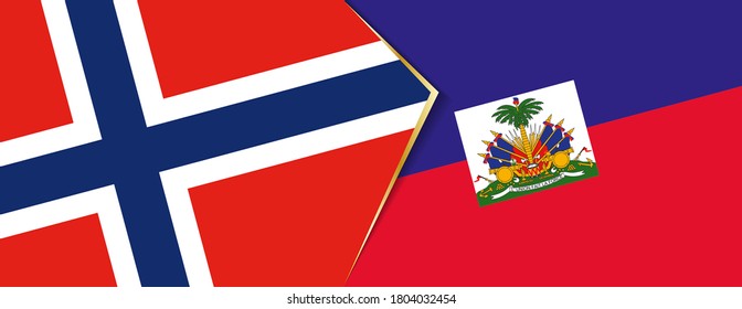 Norway and Haiti flags, two vector flags symbol of relationship or confrontation.