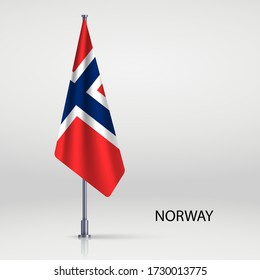 Norway hanging flag on flagpole