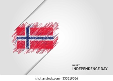 Norway Happy independence day scribble flag. Hand drawn Country flag on Gray crumbled paper. vintage background wallpaper vector illustration.