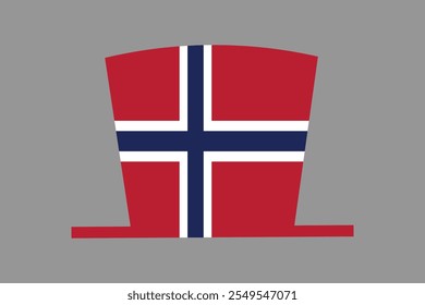 Chapéu da Noruega com bandeira, bandeira da Noruega gráfico vetorial, bandeira do país da Noruega é um símbolo de liberdade, bandeira da Noruega Nacional, ilustração vetorial
