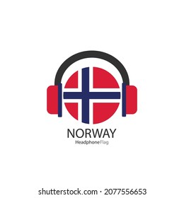 Norway headphone flag vector on white background. 