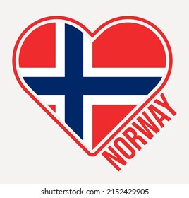 Norway heart flag badge. Made with Love from Norway logo. Flag of the country heart shape. Vector illustration.