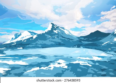 Norway high mountains winter landscape.