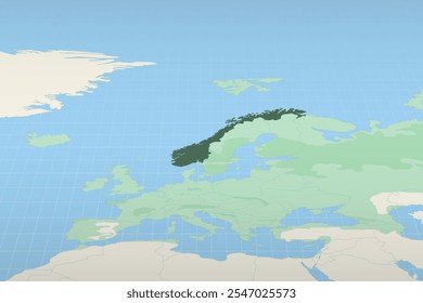 A Noruega destacou em um mapa detalhado, a localização geográfica da Noruega. Mapa vetorial.