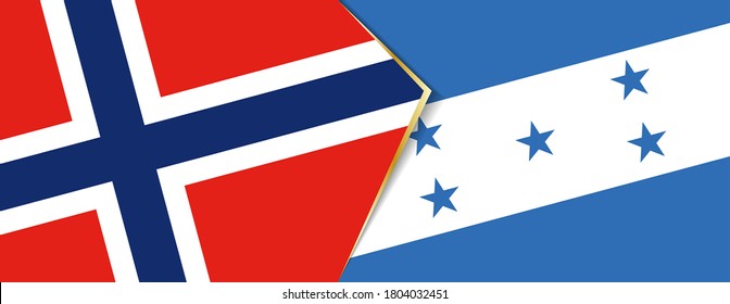 Norway and Honduras flags, two vector flags symbol of relationship or confrontation.