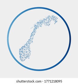 Norway icon. Network map of the country. Round Norway sign with gradient ring. Technology, internet, network, telecommunication concept. Vector illustration.