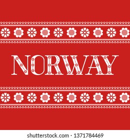 Norway illustration vector. Background with folk pattern from traditional nordic sweater ornament design.