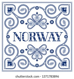 Norway illustration vector. Background with traditional folk pattern from Norwegian sweater embroidery ornament for banner, flyer, poster, cover, card design.