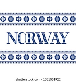 Norway illustration vector. Background with traditional pattern from nordic sweater embroidery ornament for party banner, flyer, poster, cover, tourist card design.