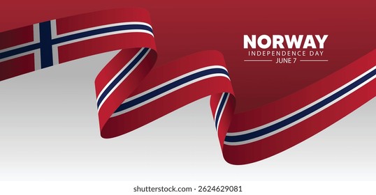 Norway Independence Day 7 June flag ribbon vector poster