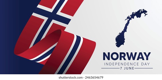 Norwegen Unabhängigkeitstag Flagge Band 7 Juni Vektorgrafik Poster