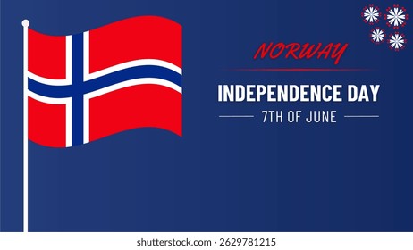 Norway Independence Day poster banner background. Happy Independence Day Vector Illustration. Norwegian Flat flag. 7th of June.