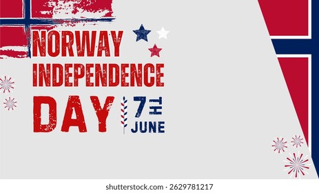 Norway Independence Day poster banner background. Vintage style Happy Independence Day Vector Illustration. Norwegian Flag. 7th of June.