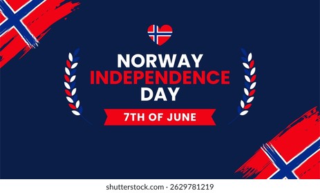 Norway Independence Day poster banner background. Happy Independence Day Vector Illustration. Norwegian Flat flag. 7th of June.
