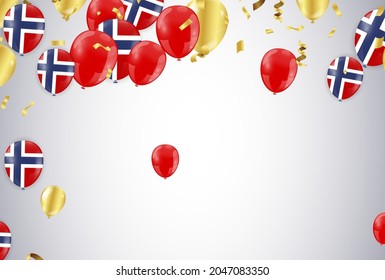 Norway Independence Day poster. Patriotic holiday. Norway balloons
