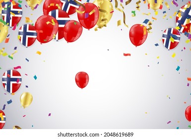 Norway Independence Day poster. Patriotic holiday. Norway balloons