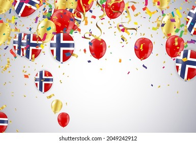 Norway Independence Day poster. Patriotic holiday. Norway balloons