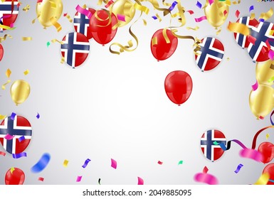 Norway Independence Day poster. Patriotic holiday. Norway balloons