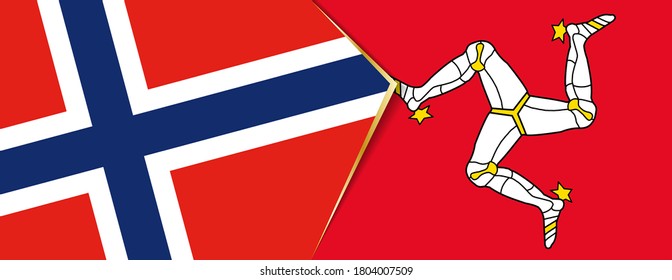 Norway and Isle of Man flags, two vector flags symbol of relationship or confrontation.