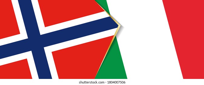 Norway and Italy flags, two vector flags symbol of relationship or confrontation.