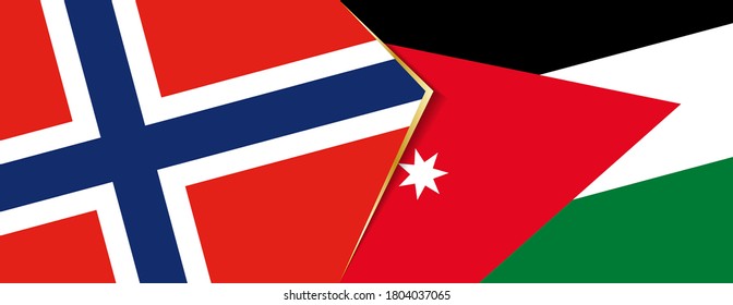 Norwegen und Jordanien, zwei Vektorflaggen Symbol für Beziehung oder Konfrontation.