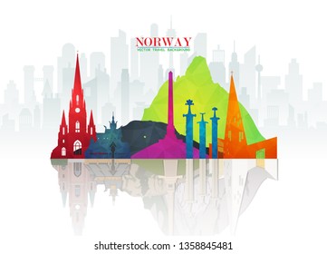 Norway Landmark Global Travel And Journey paper background. Vector Design Template.used for your advertisement, book, banner, template, travel business or presentation.