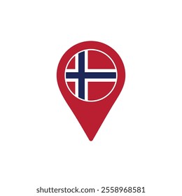 Norway location pin with national flag