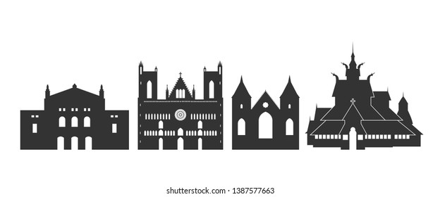 Norway logo. Isolated Norwegian architecture on white background