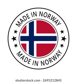 Norway Made in Stamp in circle with flag Vector template on white background