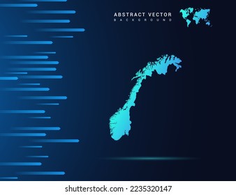 Norwegische Karte mit abstrakter blauer Hintergrundtechnologie.