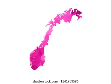 norway Map - Abstract geometric rumpled triangular low poly style gradient graphic on white background , line dots polygonal design for your . Vector illustration