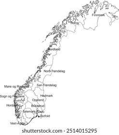NORWAY MAP with its administrative divisions and regions