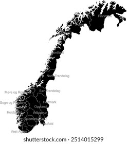 NORWAY MAP with its administrative divisions and regions