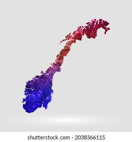 Norwegischer Kartenhintergrund im polygonalen Stil. Vektorgrafik Low-Poly-bunter Norwegen Karte von einzeln. Vektor EPS10.