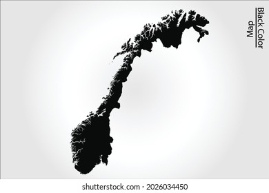 Norway map black Color on Backgound
