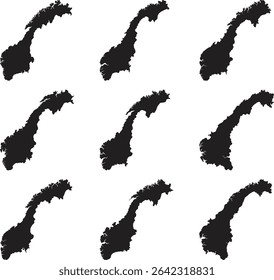 Norway map black silhouette vector style with white background