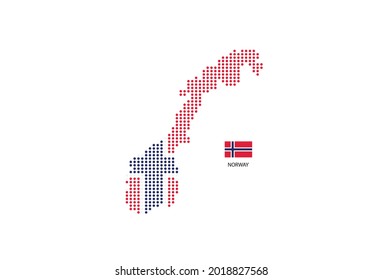 Norway map design by color of Norway flag in circle shape, White background with Norway flag.