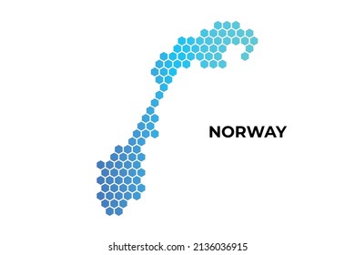 Mapa de Noruega de la forma del hexágono digital en la ilustración del vector de fondo blanco 