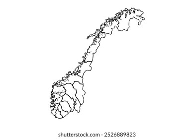 Mapa da Noruega Europa esboço simples.