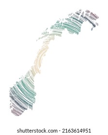 Norway map filled with concentric circles. Sketch style circles in shape of the country. Vector Illustration.
