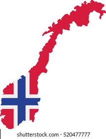 Norway map with flag